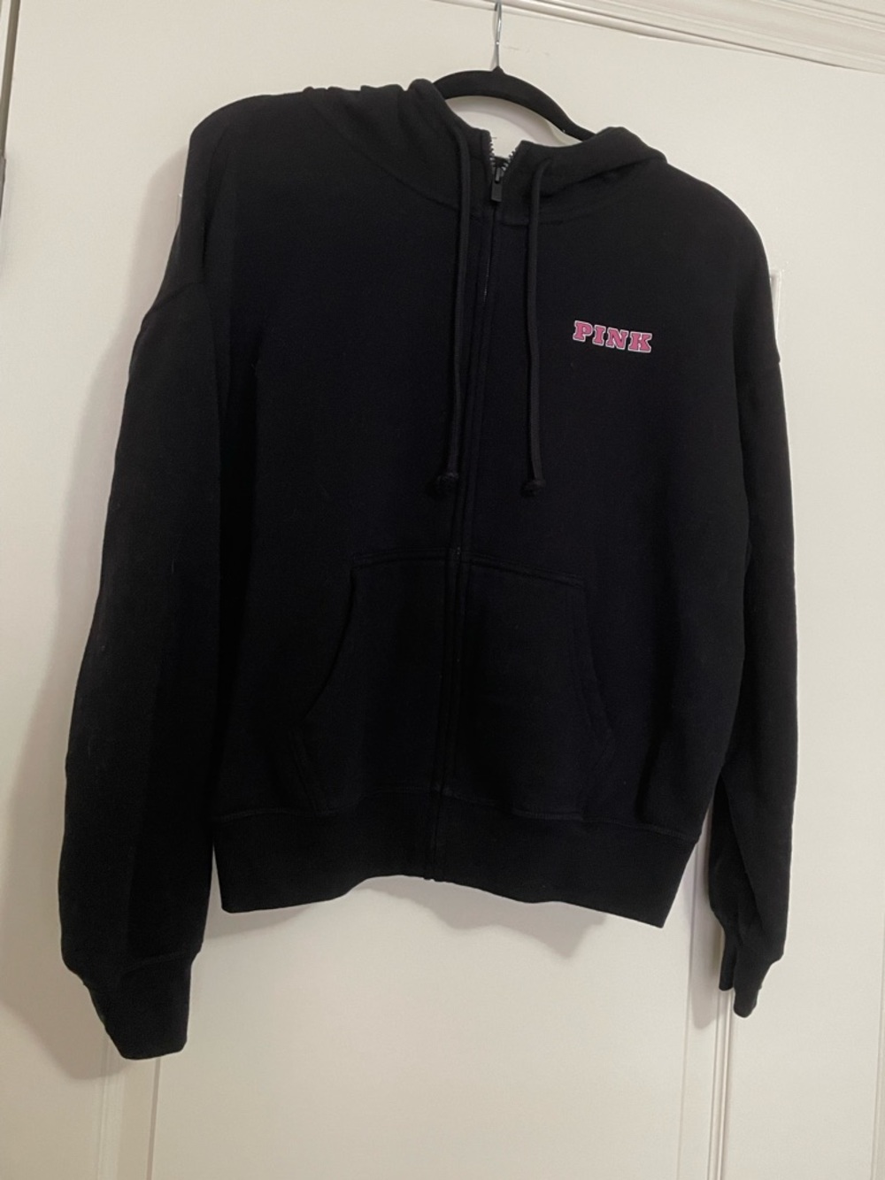 Victoria’s Secret Pink Black and Pink 04 Zip Up Hoodie Jacket XS